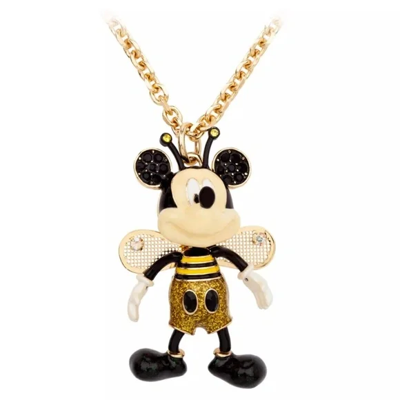 2022 Disney Parks Betsey Johnson Bumble Bee Mickey Mouse Necklace Jewelry - NEW - Picture 1 of 3